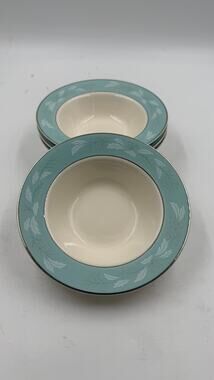 Vintage Homer Laughlin Romance Turquoise-Eggshell Cavalier- Set of 4 Fruit Bowls